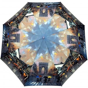 Красивый женский зонт с Парижем, полуавтомат, Rain Brella, арт.190-3