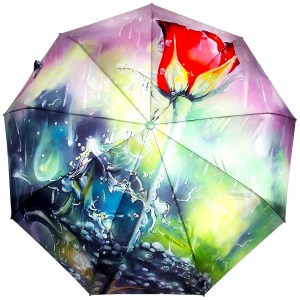 Яркий атласный зонт с розой, Robin, автомат, арт.3011-1