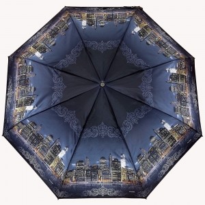 Атласный зонтик с городом, Три Слона, полуавтомат, 3 сл.,арт.3882-8