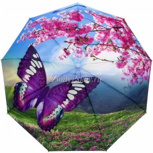 Красивый зонтик с бабочкой, полуавтомат, Amico, арт.6106