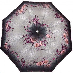 Серый зонт  Banders с цветами, механика, 3 сл., арт.1012-3