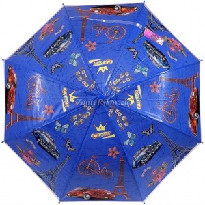 Зонт детский трость с Эйфелевой башней, Sky Rain, полуавтомат, арт.910-1