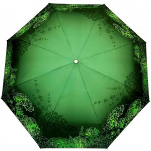 Зонт с зелеными цветами, Три Слона женский, полный автомат, 3 сл.,арт.3823-3