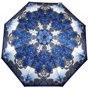 Атласный зонтик синий, Три Слона, полуавтомат, 3 сл.,арт.3882-10