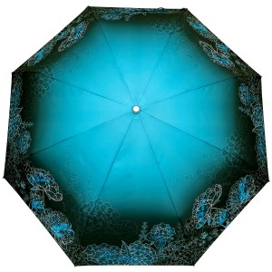 Зонт с голубыми цветами, Три Слона женский, полный автомат, 3 сл.,арт.3823-4