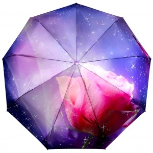 Красивый атласный зонт с розой, Robin, автомат, арт.3009-3