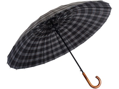 Черный зонт трость Sponsa клетка, полуавтомат, 24 спиц,арт.3522-2