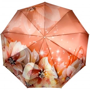 Кремовый атласный зонт с лилиями, Robin, автомат, арт.3009-4