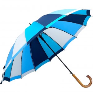 Голубой зонтик "Радуга", трость Три слона, полуавтомат, арт.2162