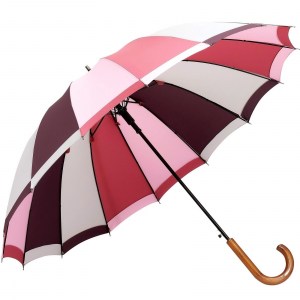 Розовый зонтик "Радуга", трость Три слона, полуавтомат, арт.2162-1