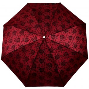 Женский  бордовый зонт, жаккард, Три Слона женский, автомат, 3 сл.,арт.3812-5