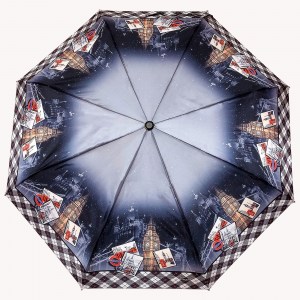 Красивый атласный зонтик с Лондоном, Три Слона, полуавтомат, 3 сл.,арт.3882-4