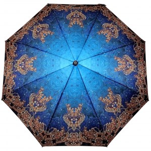 Ярко синий атласный зонтик, Три Слона, полный автомат, 3 сл.,арт.3884-3