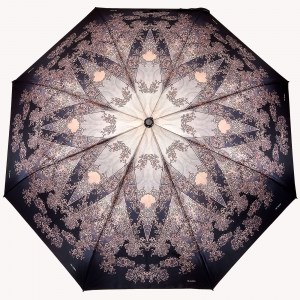 Серебристый атласный зонтик, Три Слона, полный автомат, 3 сл.,арт.3884-7