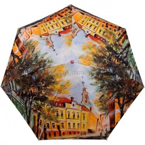 Мини женский зонт с пейзажем, Amico, механика, 5 сл.,арт.1314-2