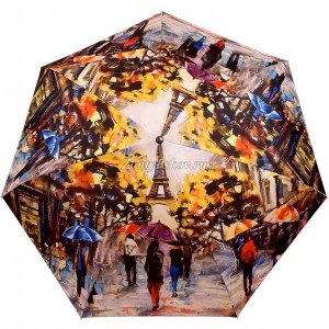 Легкий женский зонт с Парижем, Amico, механика, 5 сл.,арт.1314-5