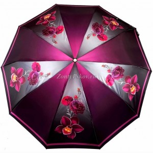 Яркий зонт с орхидеей, 10 спиц Три Слона, автомат, арт.320-7