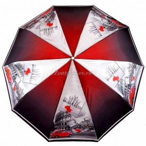 Яркий зонт с городом, 10 спиц Три Слона, автомат, арт.320-9