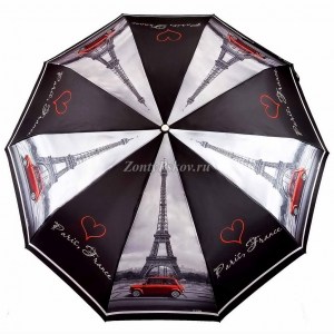 Яркий зонт с Эйфелевой башней, 10 спиц Три Слона, автомат, арт.320-11