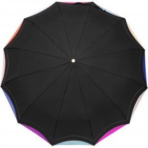 Зонт черный Три Слона Радуга, 12 спиц, полный автомат, арт.3125