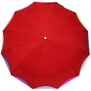 Зонт красный Три Слона Радуга, 12 спиц, полный автомат, арт.3125-3