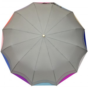 Зонт серый Три Слона Радуга, 12 спиц, полный автомат, арт.3125-5