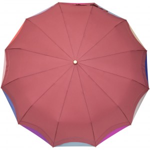 Зонт розовый Три Слона Радуга, 12 спиц, полный автомат, арт.3125-6
