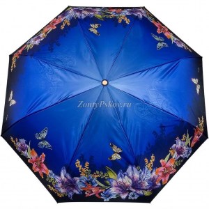 Синий зонт с цветами, Три Слона, автомат, арт.125-1