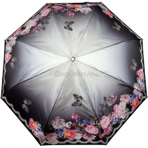 Серебрянный зонт с цветами, Три Слона, автомат, арт.125-2