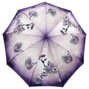 Атласный зонтик с цветами, полуавтомат, Amico, арт.072-6