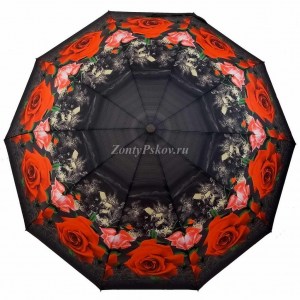 Зонт женский с розами, полуавтомат, Zicco, арт.2022-5