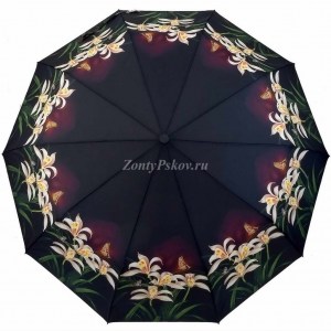 Зонт женский с цветами, полуавтомат, Zicco, арт.2022-6