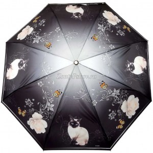 Зонт с котом и розой Три Слона, автомат, арт.3841