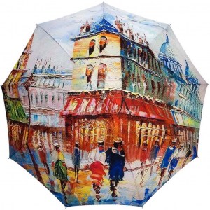 Стильный зонтик трость с городом, Amico, автомат, арт.6118-3