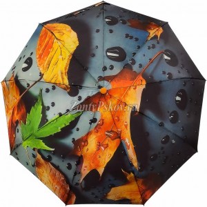 Атласный зонтик с листьями, полуавтомат, Zicco, арт.2285-5