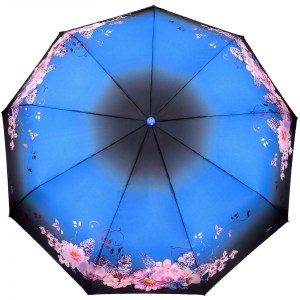 Синий зонт с цветами Popular, полный автомат, арт. 2019-2