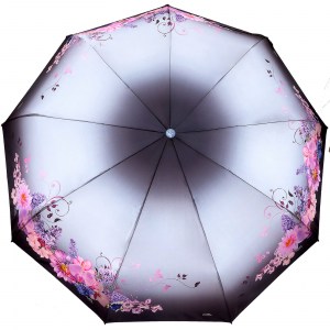 Серебрянный зонт с цветами Popular, полный автомат, арт. 2019-5