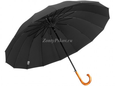 Красивый черный зонт трость Sponsa, полуавтомат, 24 спицы,арт.17099