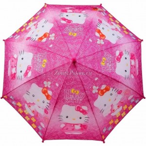 Детский розовый зонт Китти, Rainproof, полуавтомат, арт.1222