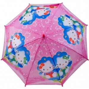 Розовый зонт героями с Хелло Китти, Rainproof, полуавтомат, арт.1222-4