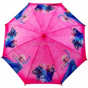 Розовый зонт с героями с Холодного сердца, Rainproof, полуавтомат, арт.2033-1