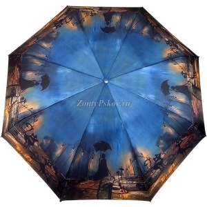 Синий женский зонт с девушкой, Diniya, автомат, арт.967-1