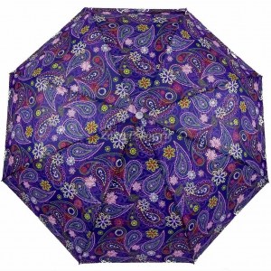 Фиолетовый женский зонт, в три сложения, Unipro, полуавтомат, арт.203-2