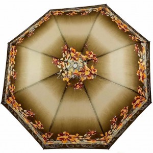 Женский зонт с цветами, в три сложения, Unipro, полуавтомат, арт.203-4