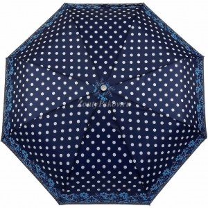 Синий зонт в горох, в три сложения, Unipro, полуавтомат, арт.203-7