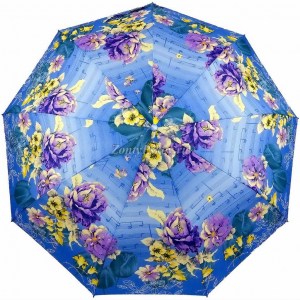 Голубой зонт с цветами Umbrellas полуавтомат арт.658-9