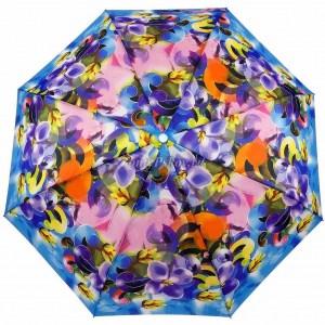Яркий зонт с цветами, в три сложения, Style, полуавтомат, арт.1501-11