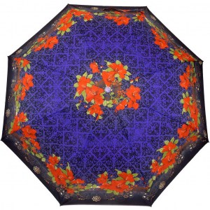 Синий зонт  Banders с цветами, механика, 3 сл., арт.1012-4