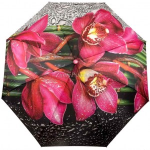 Серебристый зонт с орхидеями, Diniya, автомат, арт.164-2