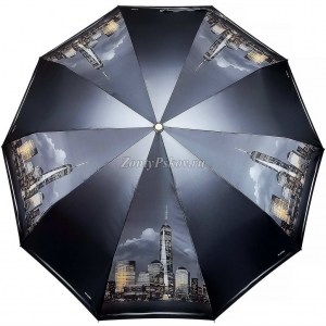 Стильный зонт с городом, 10 спиц, Три Слона, автомат, арт.320-12